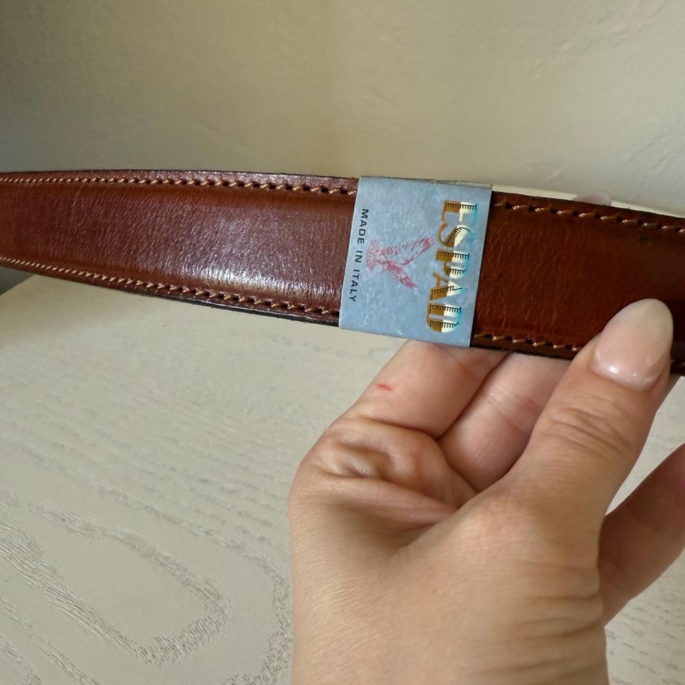 Vintage ESPAD Italian Leather Belt Brown 130 | Vero Cuoio | Made in Italy NEW